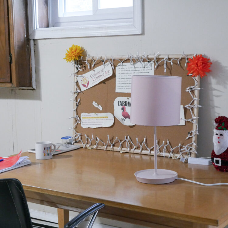 Desk at Gabriel Homes. Adults with IDD have accessible housing to protect their health and wellbeing.