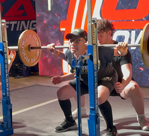 Gabriel Homes resident at powerlifting tournament.