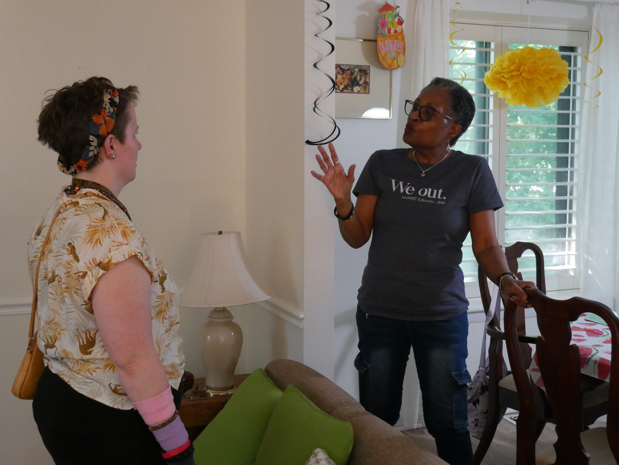 Gabriel Homes resident (left) with Marlene Stevens, residential counselor.