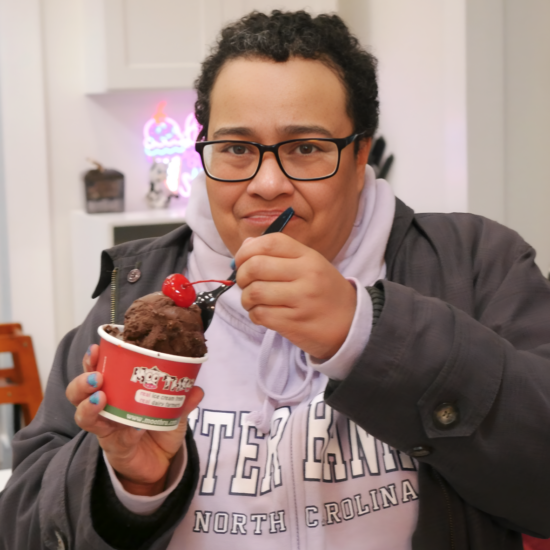 Gabriel Homes resident enjoying local ice cream at the MooThru in Herndon.