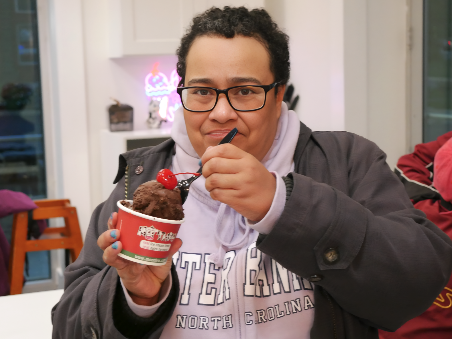 Gabriel Homes resident enjoying local ice cream at the MooThru in Herndon.