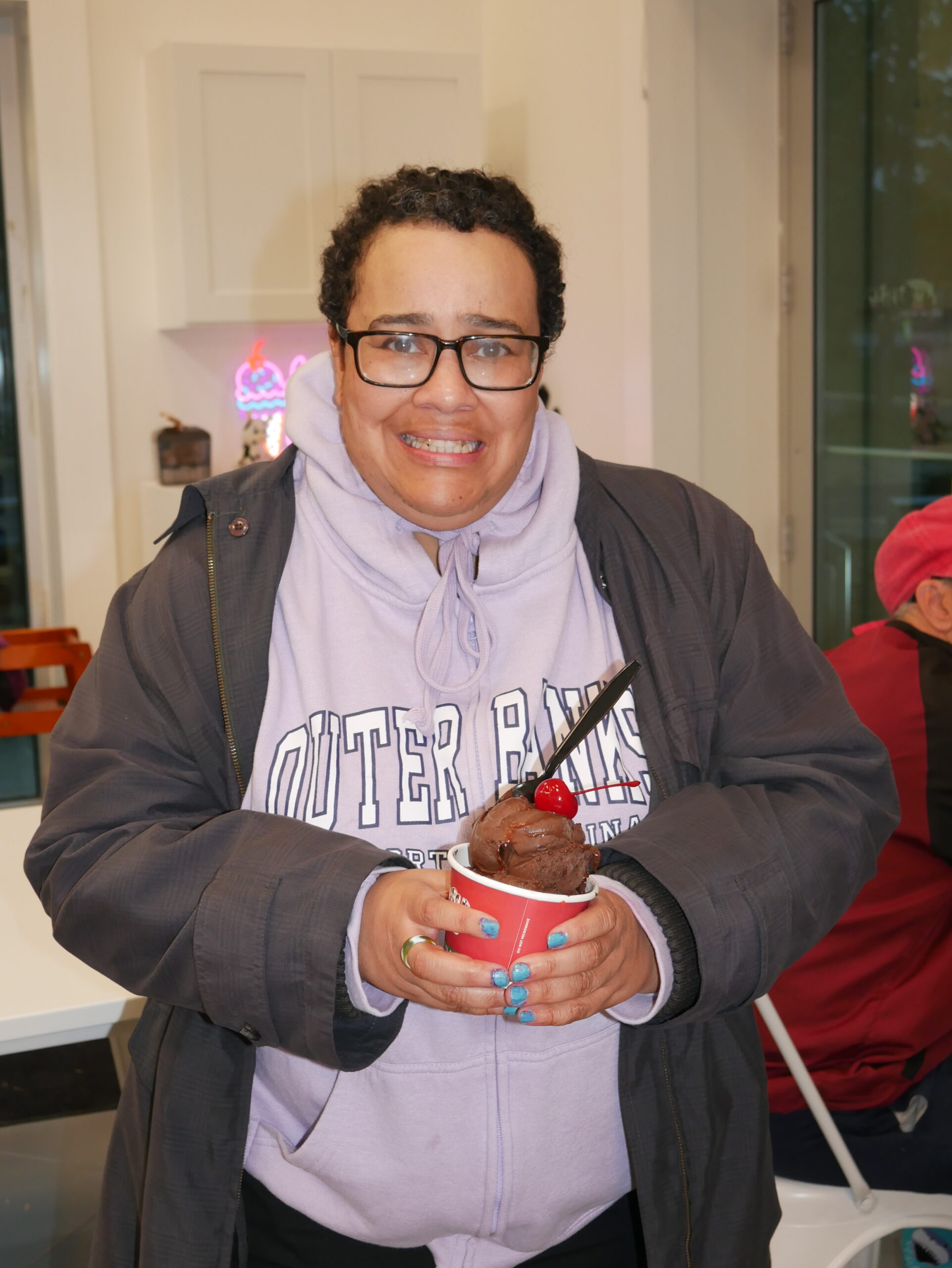 Gabriel Homes resident enjoying local ice cream at MooThru Herndon.