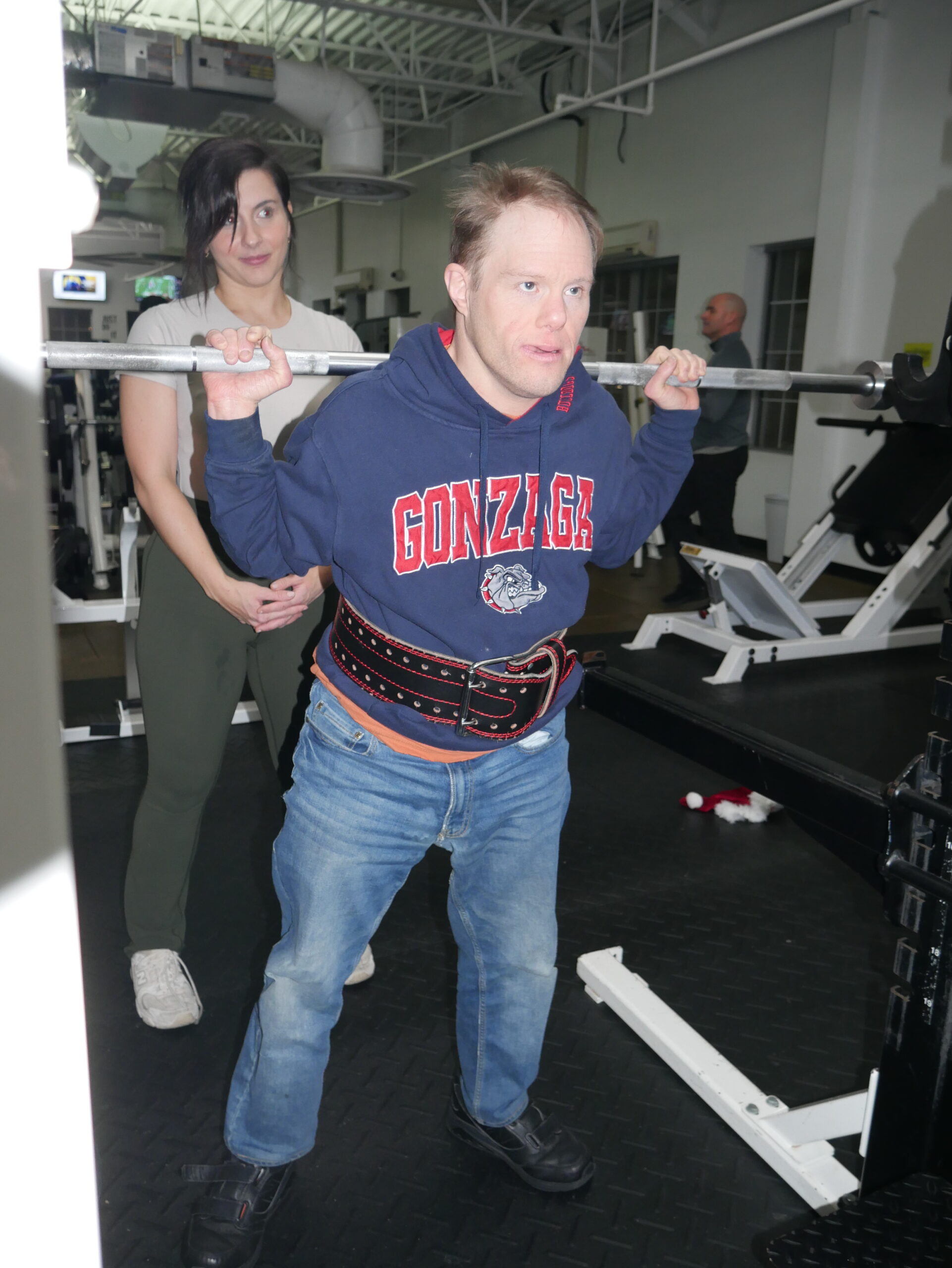 Gabriel Homes resident and Special Olympics powerlifting champion at practice.