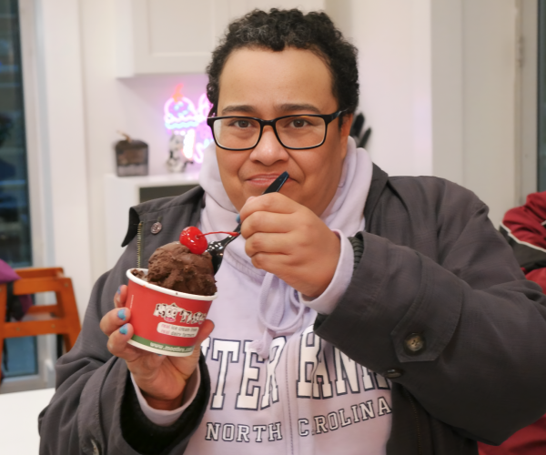 Gabriel Homes resident enjoying local ice cream at the MooThru in Herndon.