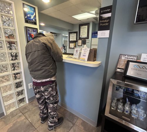 Gabriel Homes resident checking in at the dentist's in Reston.